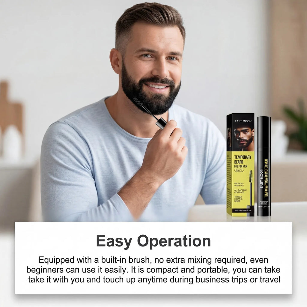 Natural Black Beard Dye for Men Moustache Filler Waterproof Shaping Nourishing Portable Pernmanent Coloring Beard Dyeing Pen Oasis Select