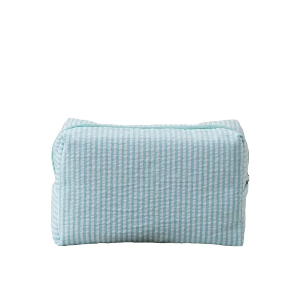 Striped Seersucker Travel Cosmetics & Toiletry Organizer Bag