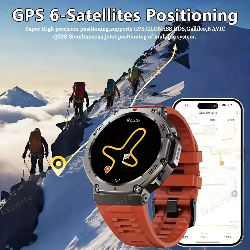 Military GPS Smart Watch AMOLED Compass Altimeter HD Calls
