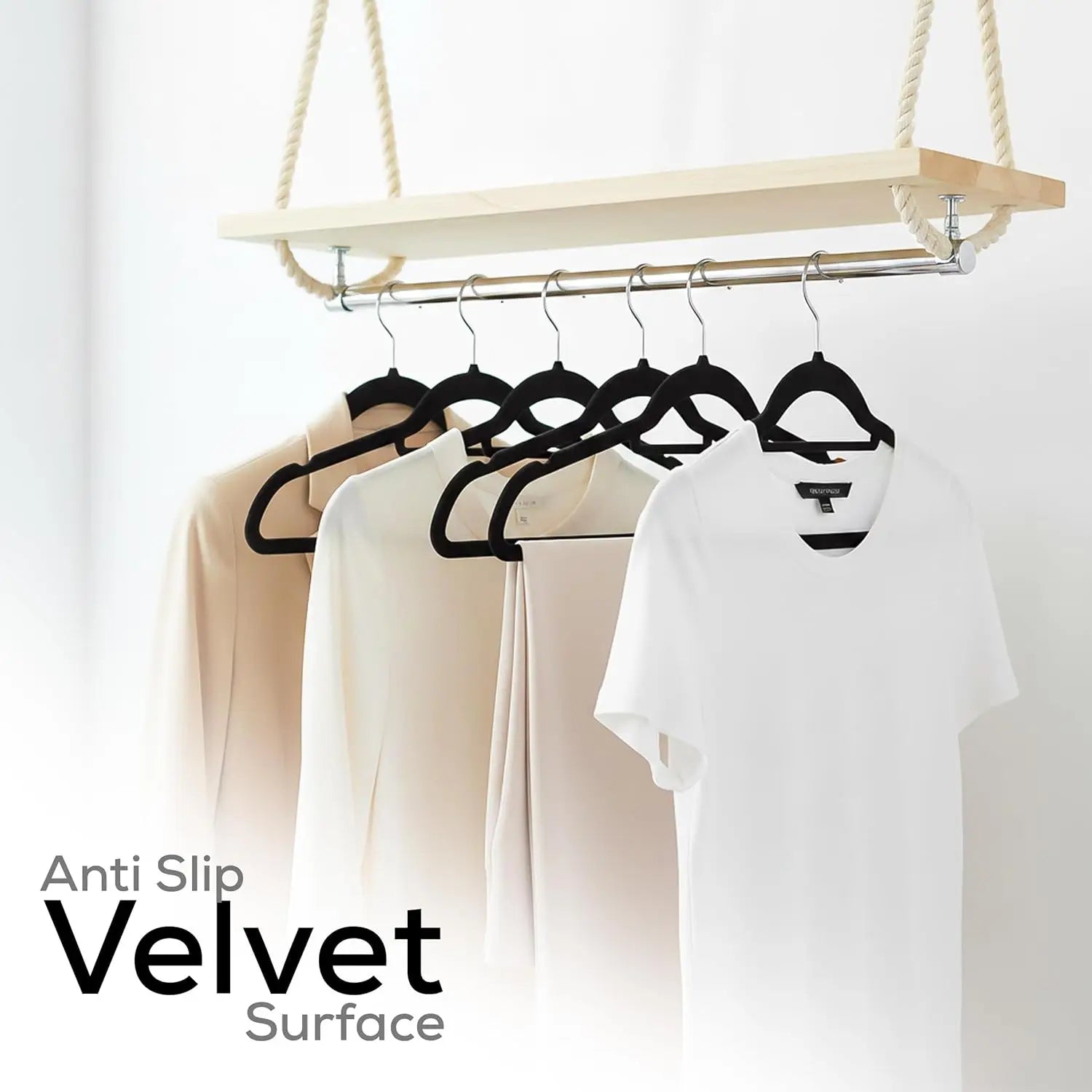 50pcs Velvet Hangers Non-Slip Slim, with Tie Bar&360° Swivel Hook,Heavy Duty Space Saving Coat Clothes Hangers Clothes Organizer Oasis Select