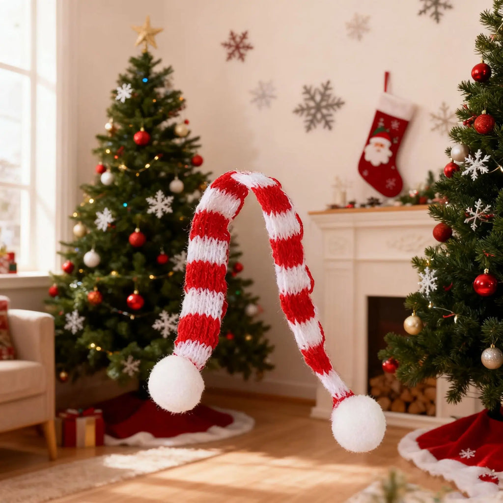 Christmas Knit Cat Scarf with Pom-pom Trim Pet Fashion Accessory Adjustable Kitten Neck Warmer Holiday Photo Prop Wholesale Oasis Select 01-30cm