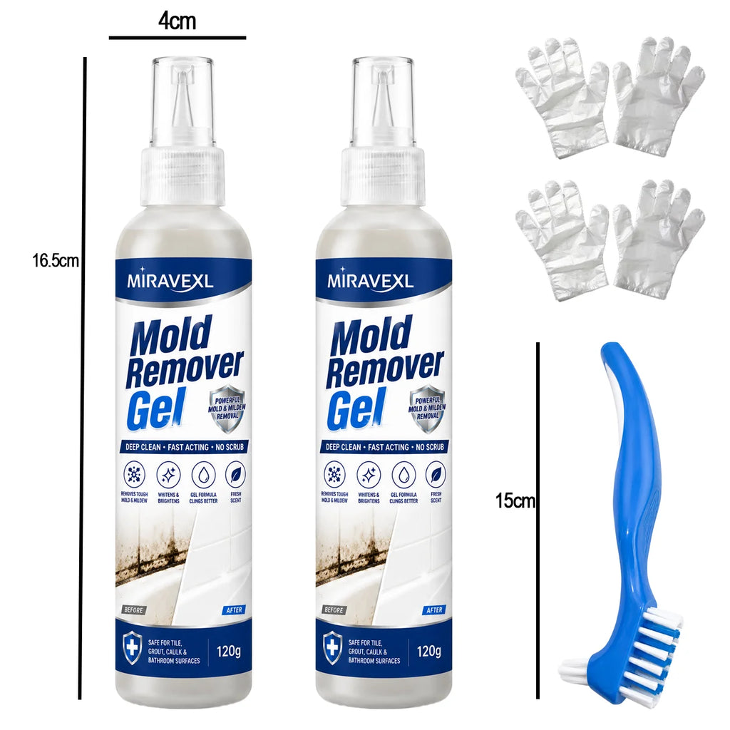Mildew Cleaning Gel with Brush and Disposable Gloves Fast Acting Mold Remover forBathroom Grout Tiles Kitchen Seals Home Care Oasis Select