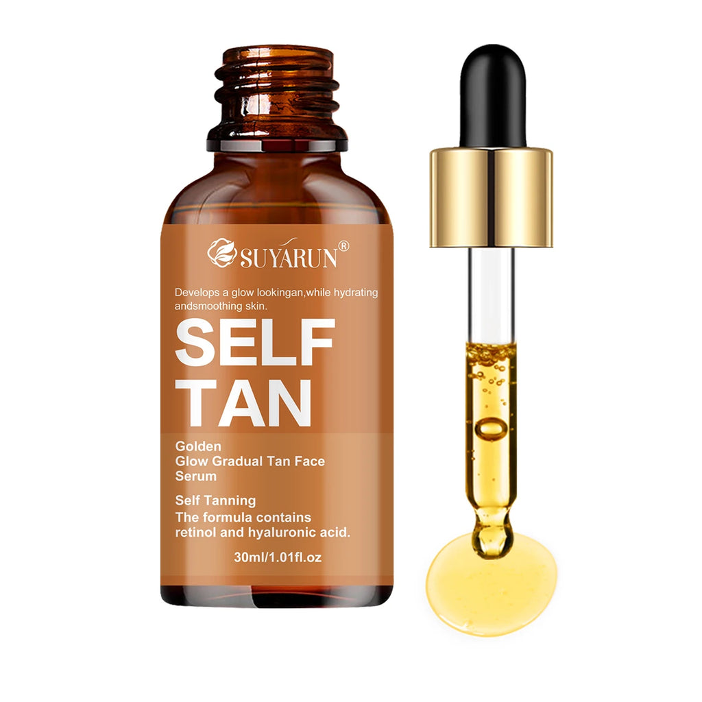 SUYARUN Self-Tanning Serum with Coconut, Jojoba Oil & Aloe – Evens Skin Tone, Gentle Hydration for All Skin Types & Genders. Oasis Select 30ml
