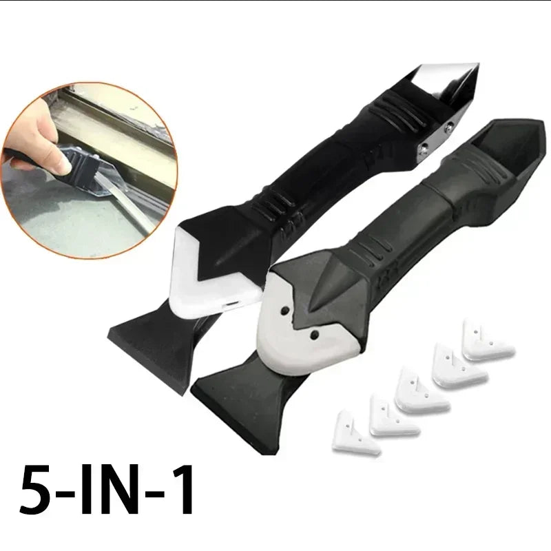 5in1 Silicone Scraper Squeegee Glue Remover Knife Caulking Angle Beauty Crack Trowel Tool Grout Scraper Kit Multifunctional Home Oasis Select