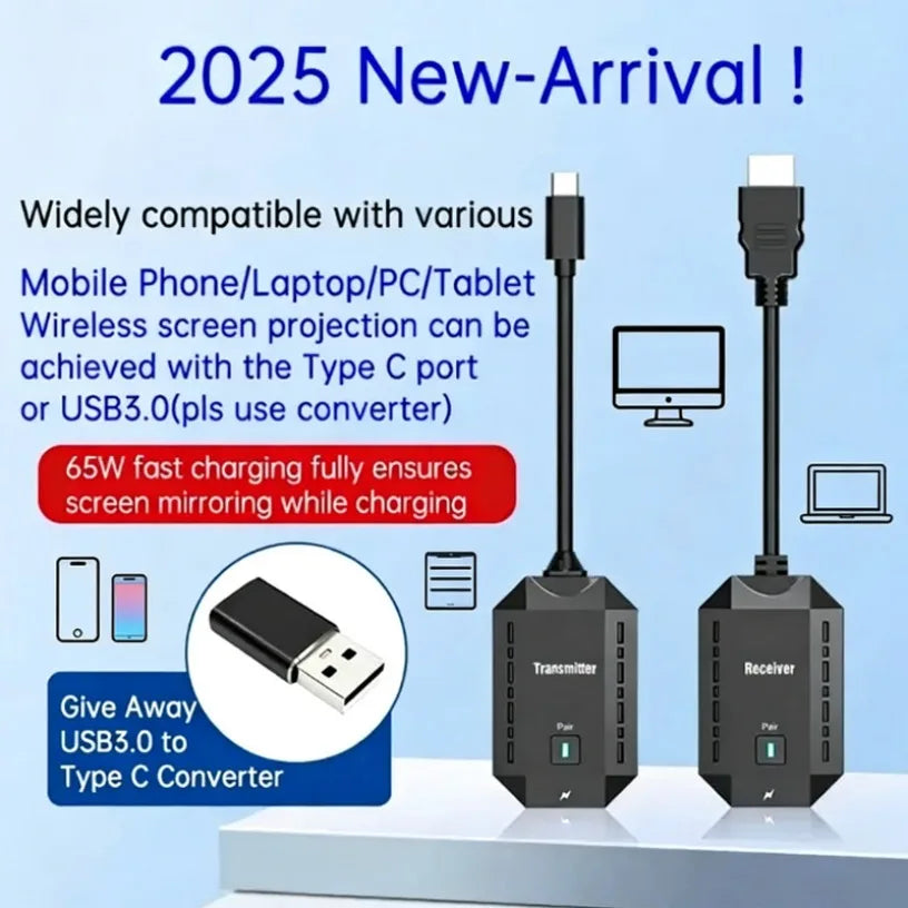 Wireless HDMI-Compatible Transmitter Receiver 1080P 5G Wireless Adapter Needed Plug and Play for TV Projector Monitor Oasis Select