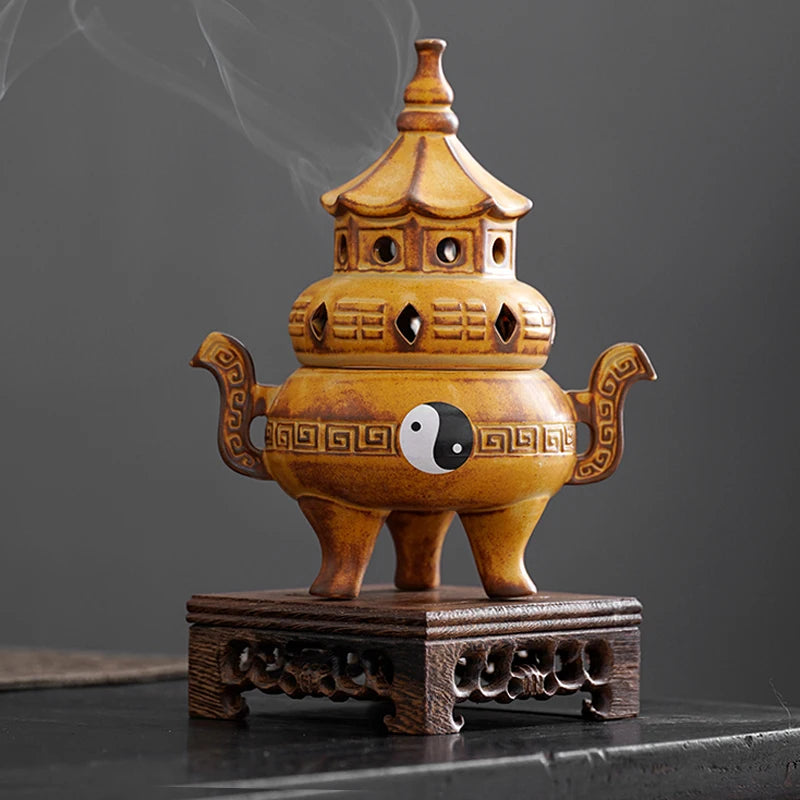 Tall Tai Chi Eight Trigu Stove Living Room Decoration Creative Home Indoor Plate Incense Burner Ceramic Incense Burner Oasis Select E