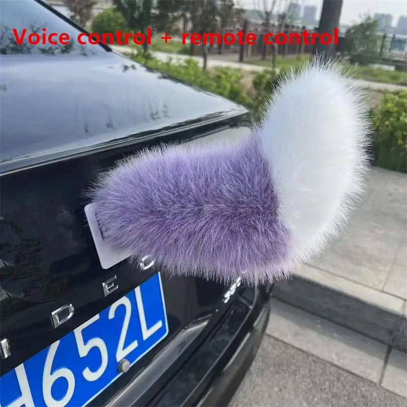 Fluffy Remote Control Electric Bicycle Tail Realistic Versatile Car Wagging Moving Tail Self-adhesive Rechargeable Oasis Select Purple