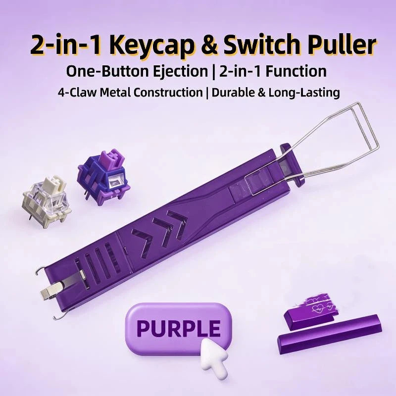 2 In 1 Keycaps Puller Accessories Unloading For Gaming Keyboard Switches Remover Button Extractor Tool Oasis Select Purple