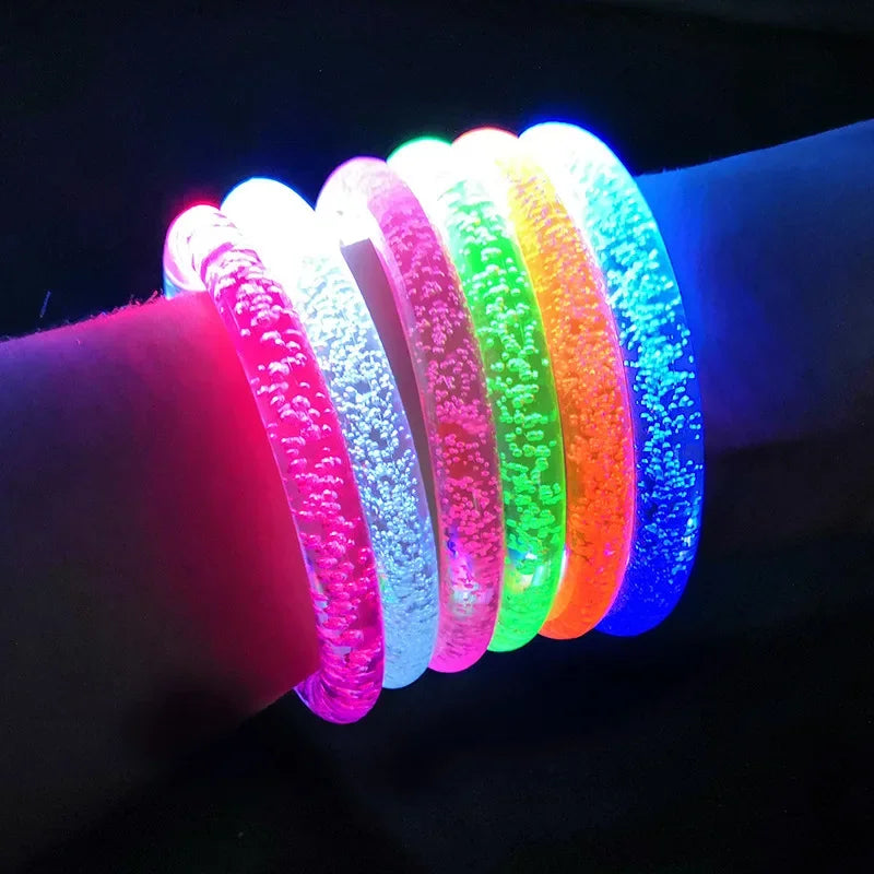 1-100PCS Halloween LED Acrylic Glow Bracelet Concert Support Fluorescent Bracelet Holiday Party Bracelets Holiday Decoration Oasis Select Random Color 10PCS