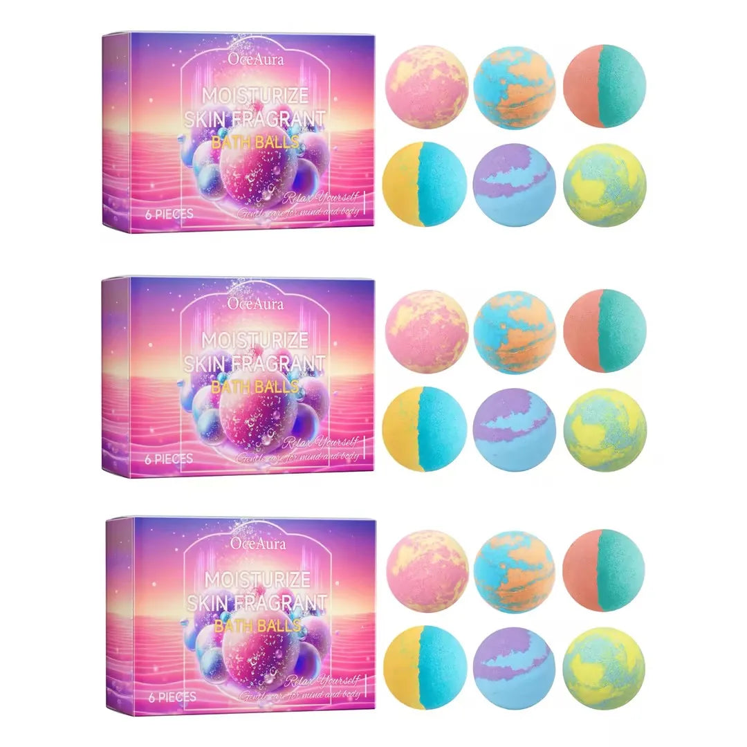 6PCS Colorful Bath Balls Gift Set Deep Moisturizing Skin Exfoliating Reduce Dryness Cheerful Scent Relax Spa Bath Flavor Balls Oasis Select 18pcs boxed
