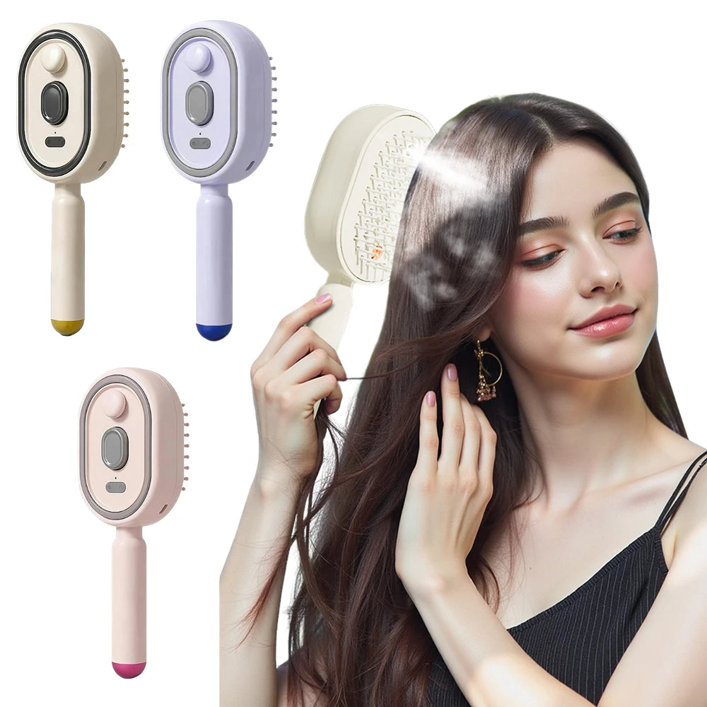 New Electric Spray Air Cushions Massage Comb Anti-static Self-cleaning Steam Essential Oil Brush Vibration Scalp Massager Combs Oasis Select