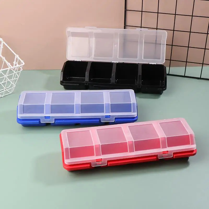 4 Grid Plastic Hardware Storage Box with Lid, Screw Organizer Case for Small Parts, Blue Red Black Available Oasis Select