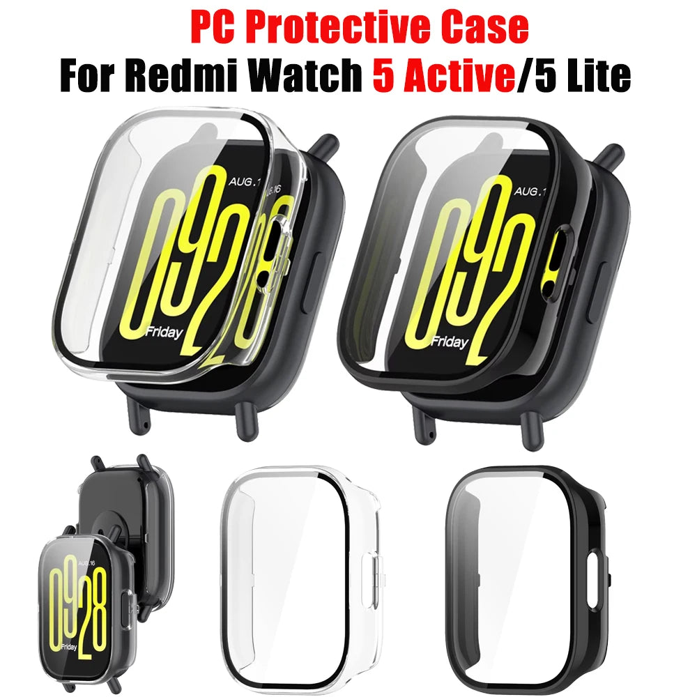 PC Case + Glass Screen Protector for Redmi Watch 5 Active & Lite Smartwatch Case & Screen Protector Oasis Select