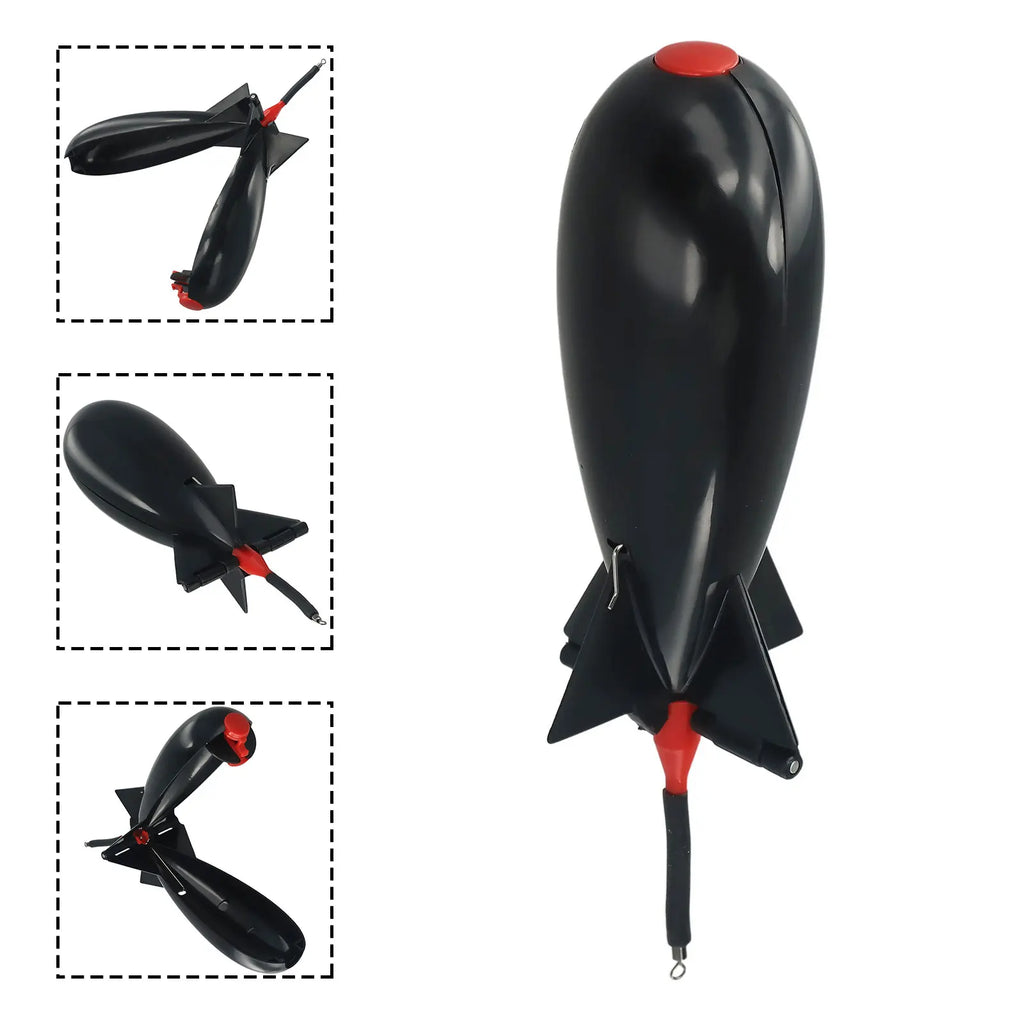 Fishing Rocket Feeder Carp Fishing Rocket Feeder Spod Bomb Float Lure Bait Holder Pellet Rocket Feeder Black Fishing Accessory Oasis Select