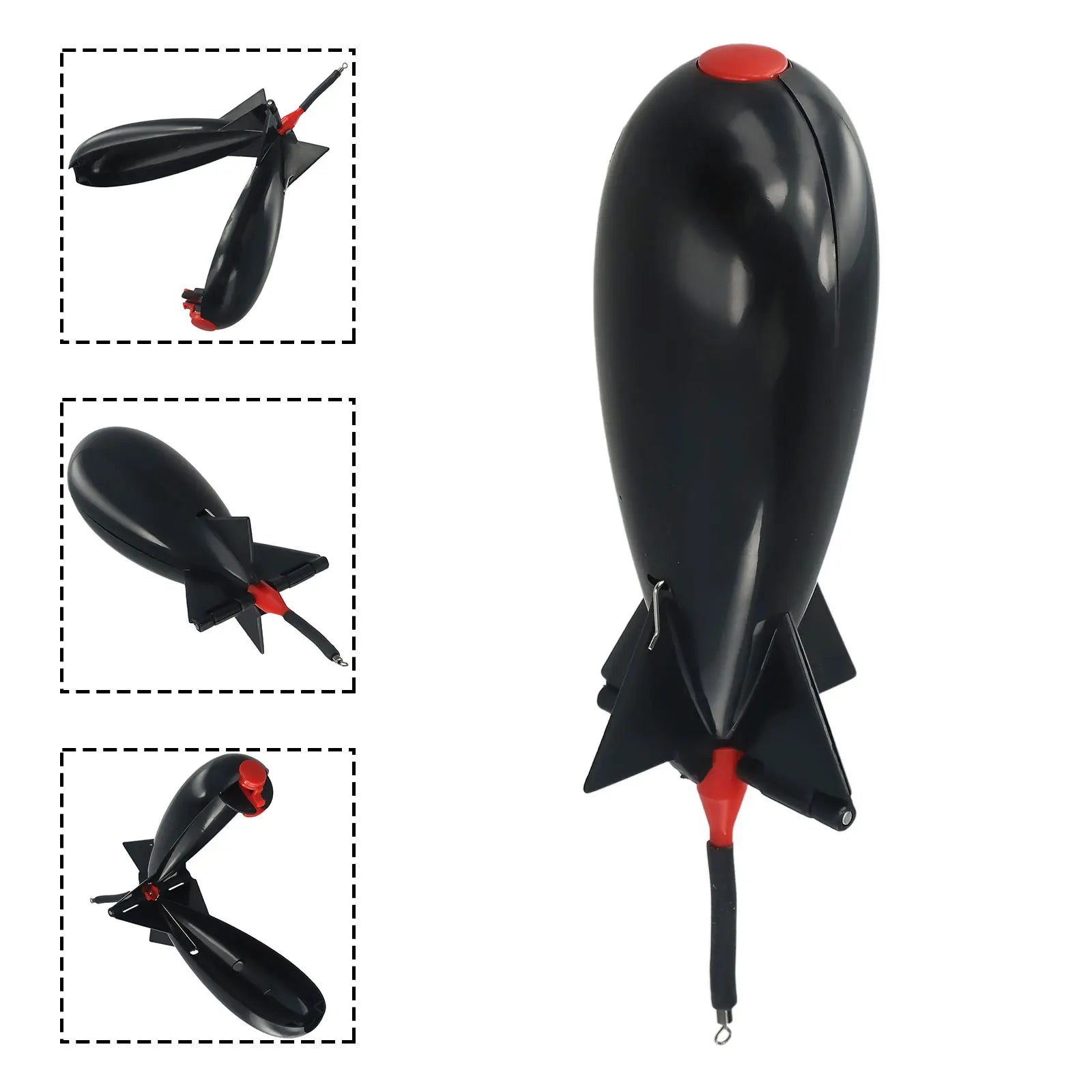 Fishing Rocket Feeder Carp Fishing Rocket Feeder Spod Bomb Float Lure Bait Holder Pellet Rocket Feeder Black Fishing Accessory Oasis Select