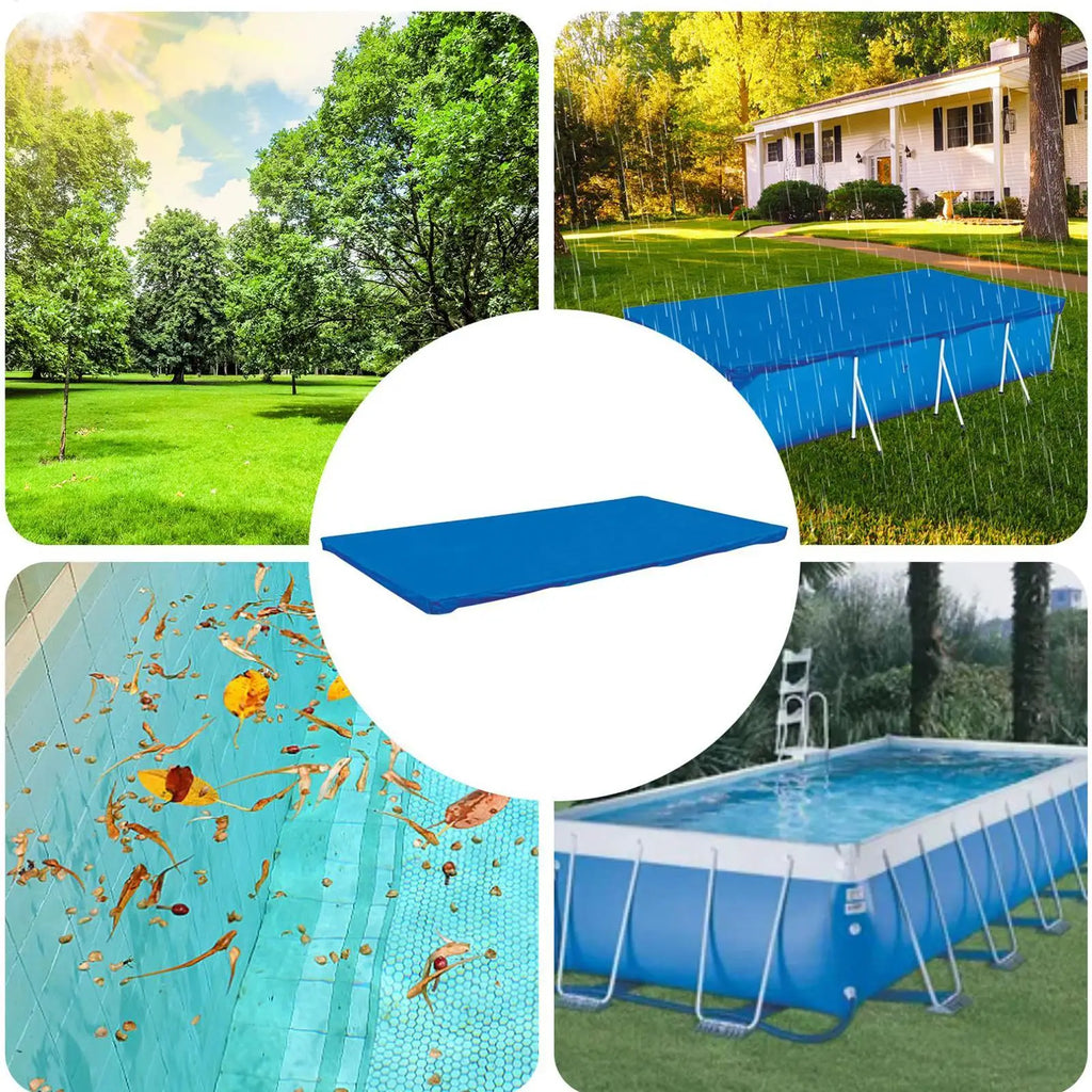 Rectangle Pool Cover Waterproof PE Foldable Inflatable Pool Cover for aboveGround Pool Family Pool Cover Outdoor Paddling Oasis Select