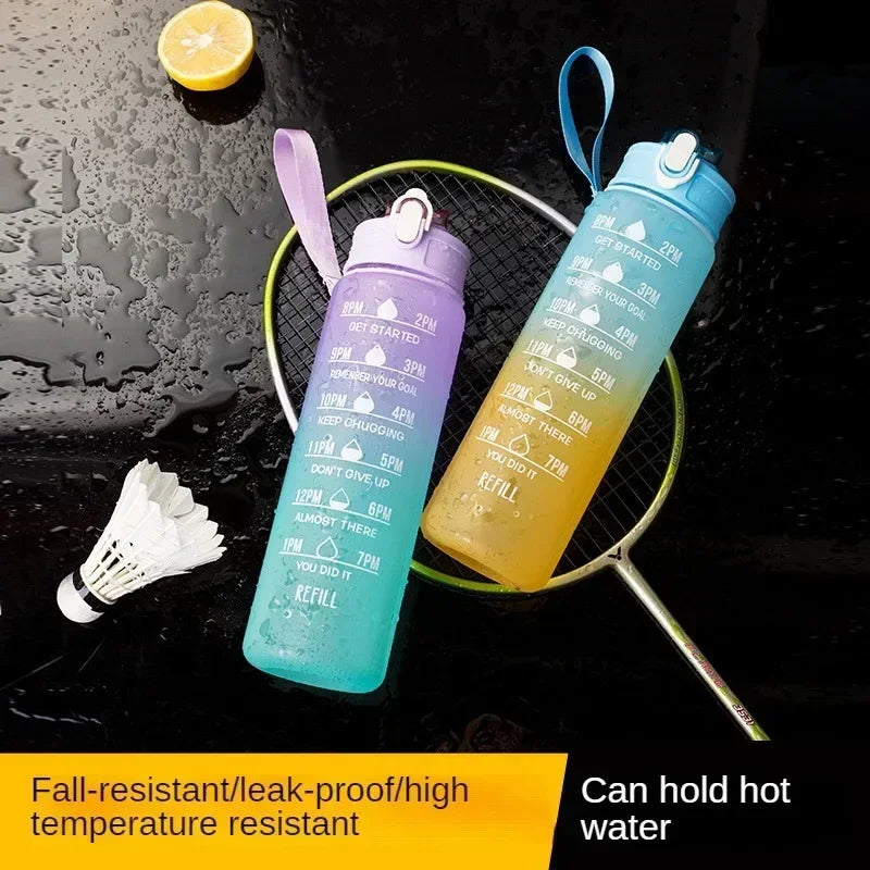 900ml Sports Water Bottle High Temperature Resistant Graduated Straw Cup Rainbow Frosted Progressive Color Water Cup Plastic Cup Oasis Select