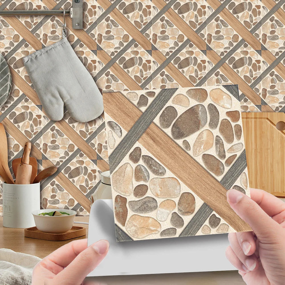 Imitation Wood Grain Texture Tiles Pasted Antique Self-adhesive Retro
