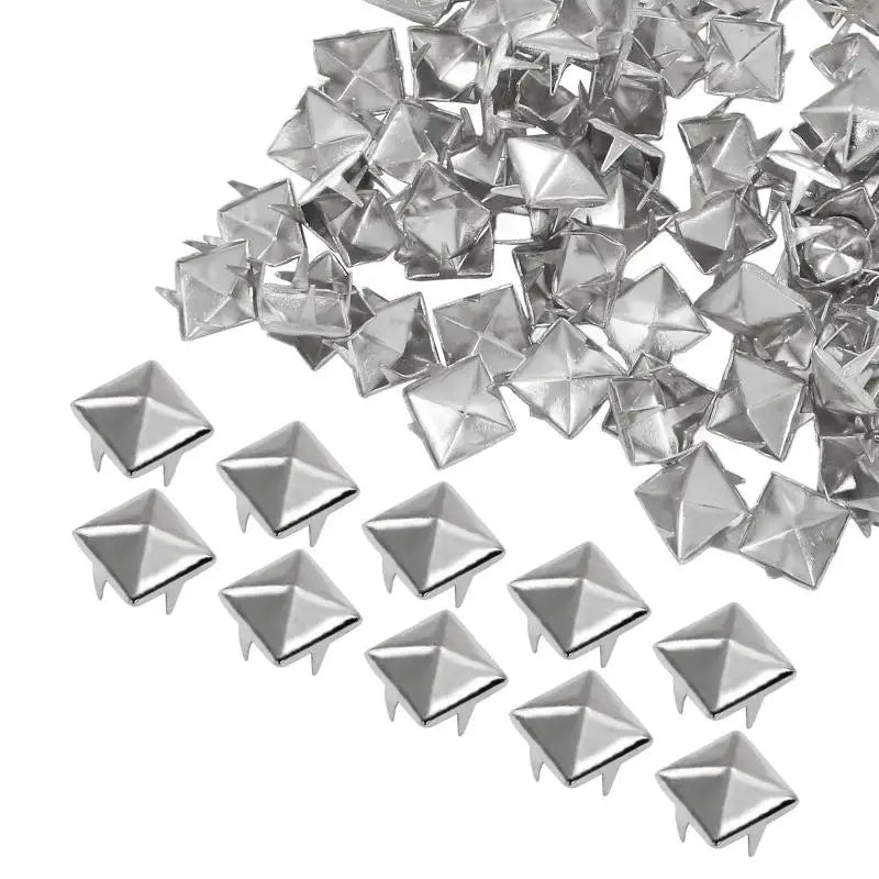 100Pcs Square Pyramid Metal Studs, 4 Claw Punk Spikes, DIY Decor Accessories for Leather Crafts Bags Clothes Shoes Oasis Select A1