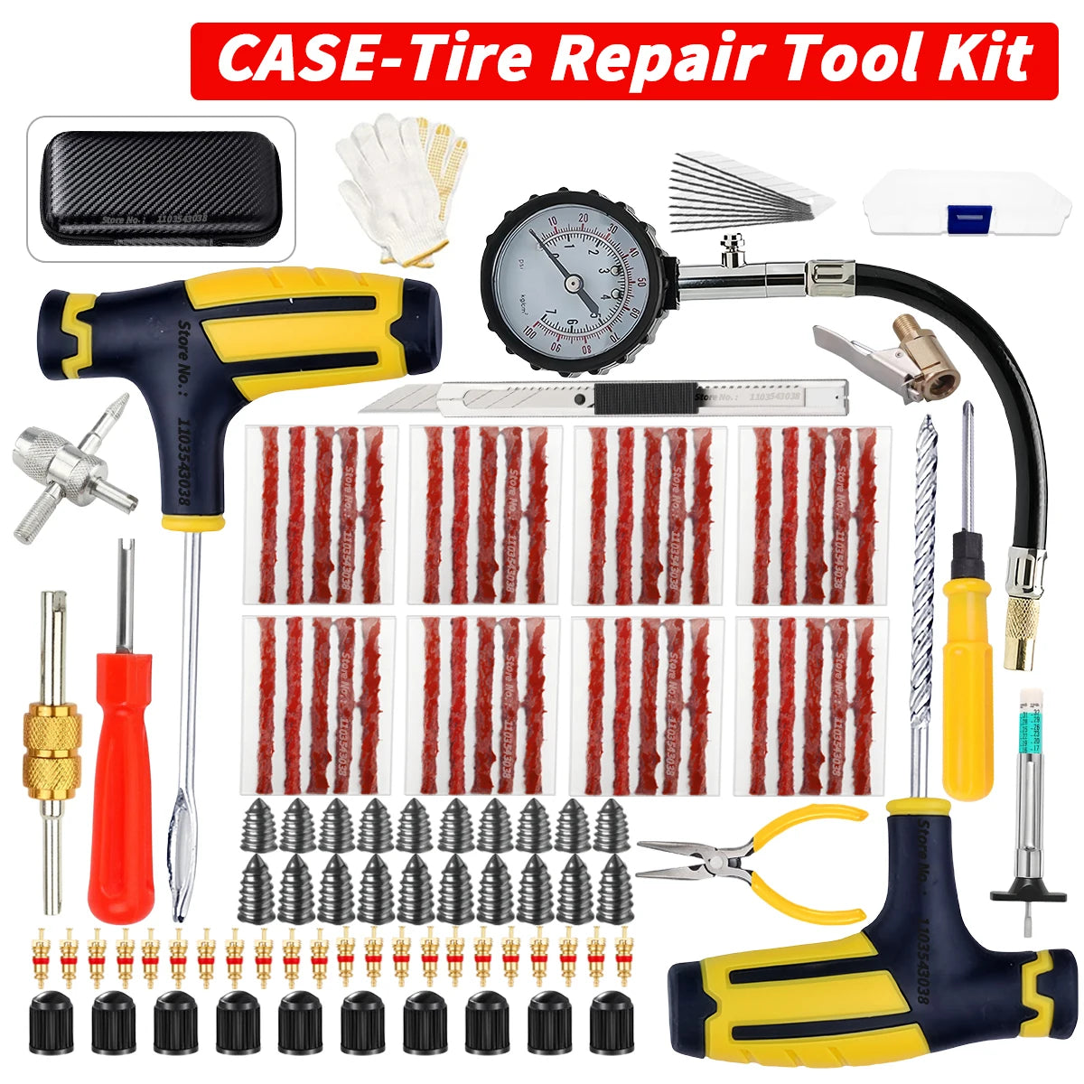 Car Tire Repair Kit Puncture Plug Tools Tyre Puncture Emergency for Universal Tire Strips Stiring Glue Repair Tool Kit Oasis Select