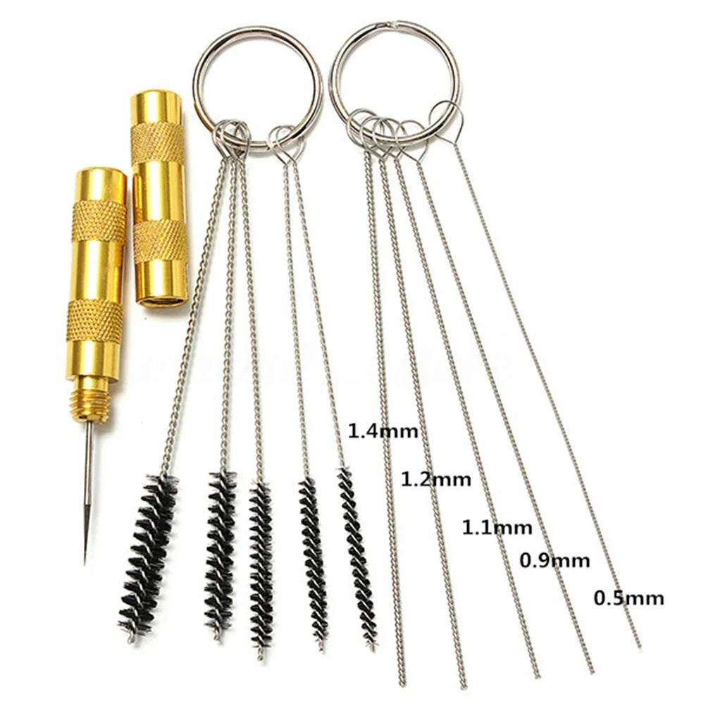 11pcs AirBrush Spray Gun Nozzle Cleaning Set Needle Brush Repair Tool Stainless Steel Handle Precision Car Motorcycle Kit Oasis Select