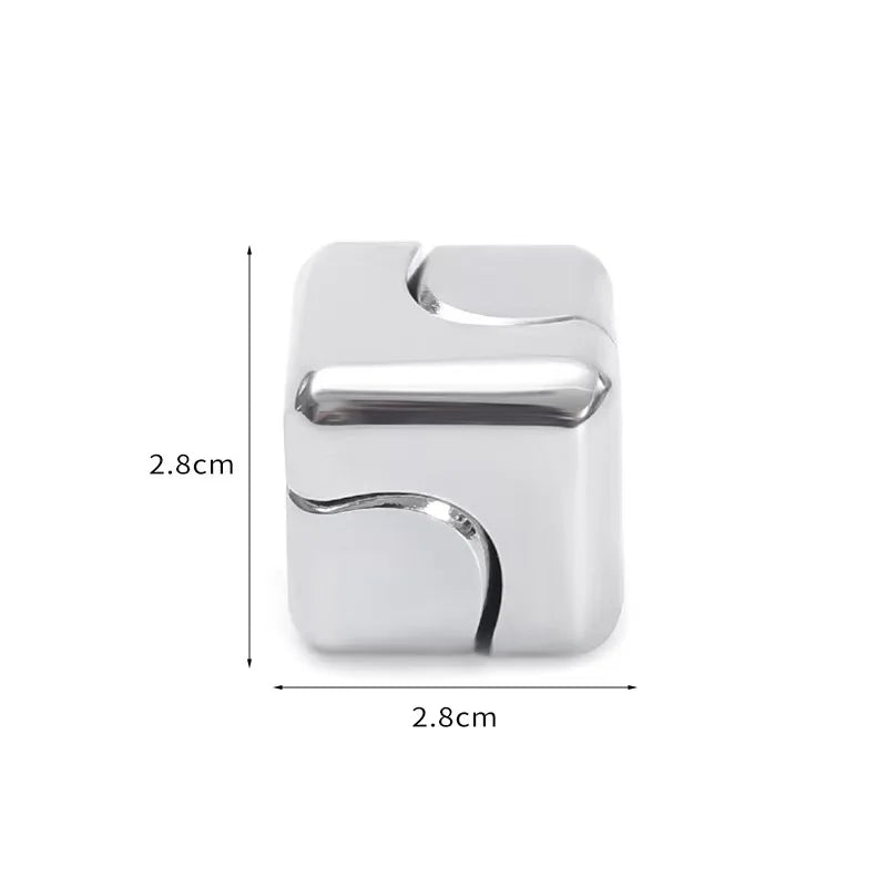 Metal Cube Spinner Fidget Toy Fingertips 3D Puzzle Gyro Gear Sensory Anti Stress Relief Educational Games for Kids Adults Oasis Select Silver