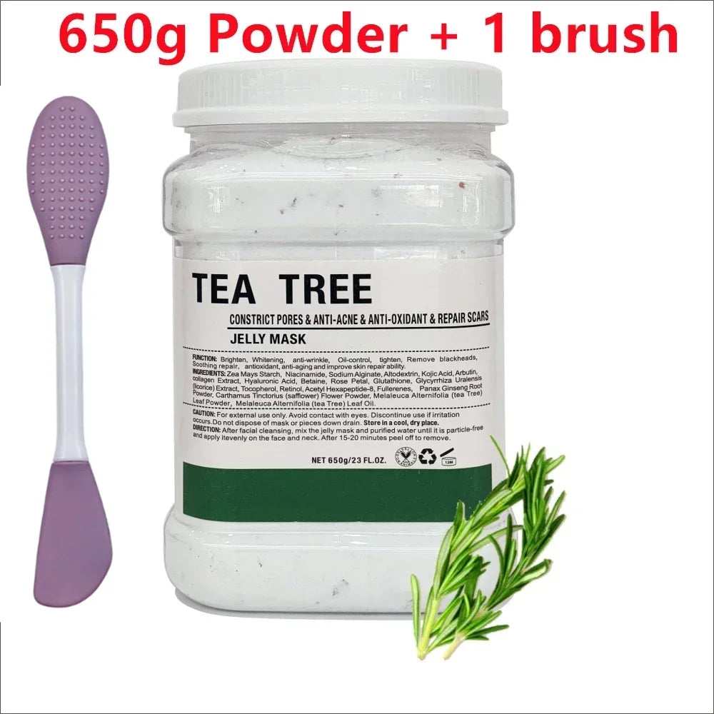 650g Chamomile Hyaluronic Acid Facial Moisturizing Mask Powder with Silicone Brush Increasing Skin Elasticity Rose Jelly Mask Oasis Select B- tea tree