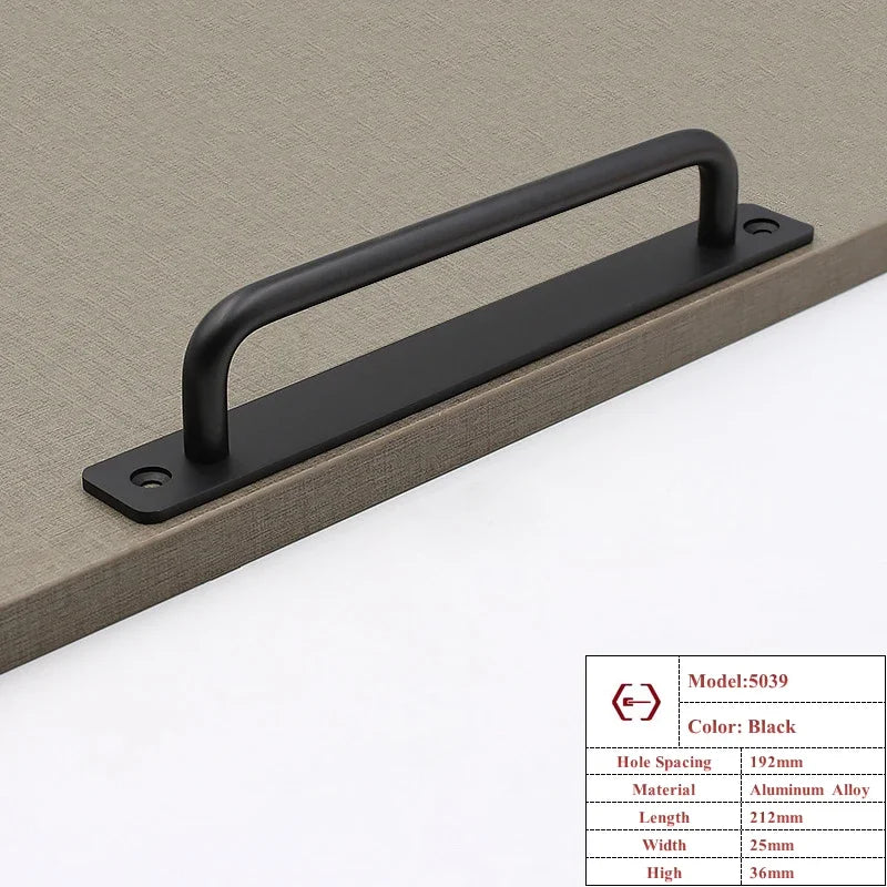 Aluminium Alloy Punch-free Furniture Cabinet Handle Sliding Barn Door Handle Pull And Flush Hardware Set Wood Door Drawer Handle Oasis Select Black 192mm