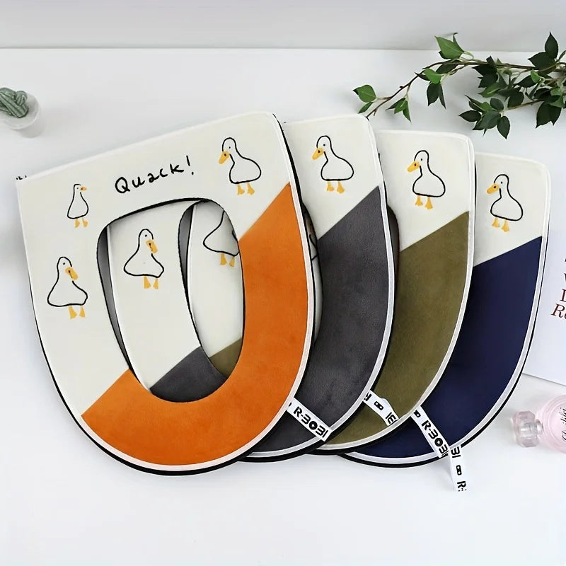 Cute Embroidery Toilet Seat Cover With Zipper Soft Warmer Washable Toilet Mat Cover Pad Cushion WC Ring Mat Bathroom Aceesories Oasis Select