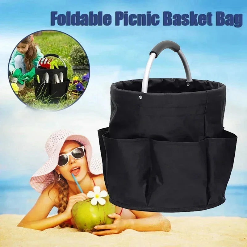 WISH 17L Large Storage Bag Folding Basket Picnic Tote Bag Outdoor Cleaning Storage Bag With Handle Tool Bag Cleaning Supplies Oasis Select