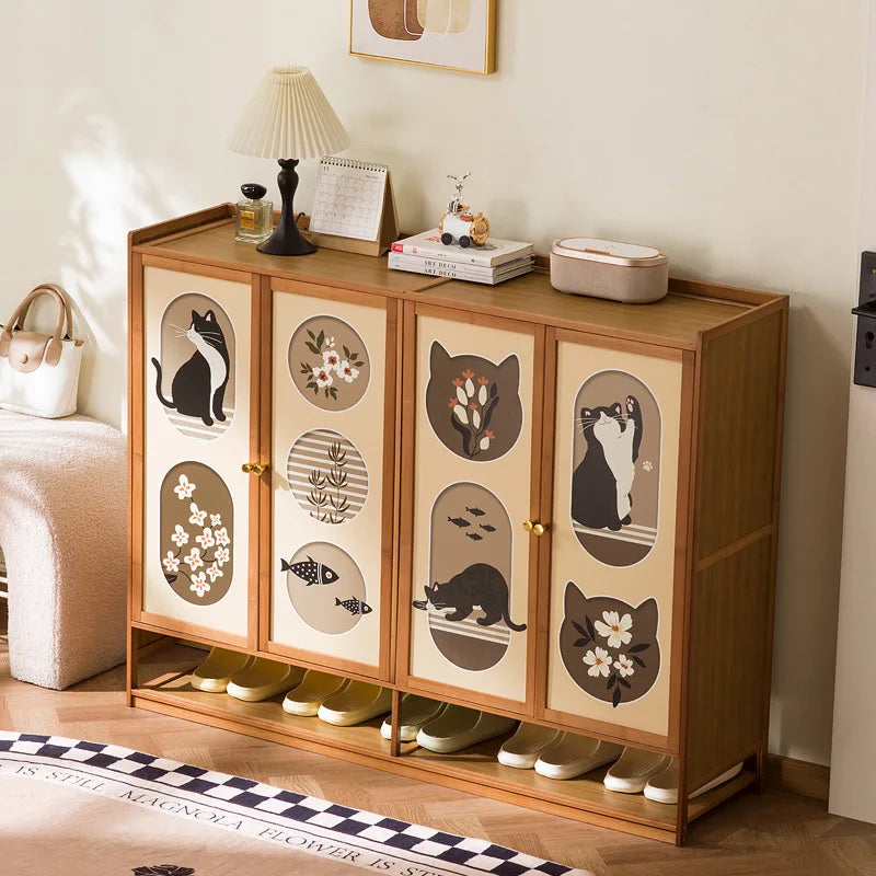 Shoe cabinet household entrance home storage cabinet integrated against the wall entrance shoe rack multi-layer simple storage Oasis Select