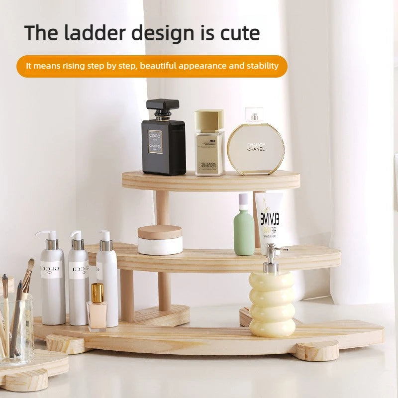 Wood 3-Tier Corner Shelf | Cosmetic & Figurine Display Stand