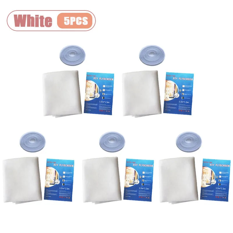 1-10PCS Thickened Polyester Mosquito Net Screen Self Adhesive with Velcro Simple Invisible Window Screen for Home Oasis Select White-5PCS 150X200CM