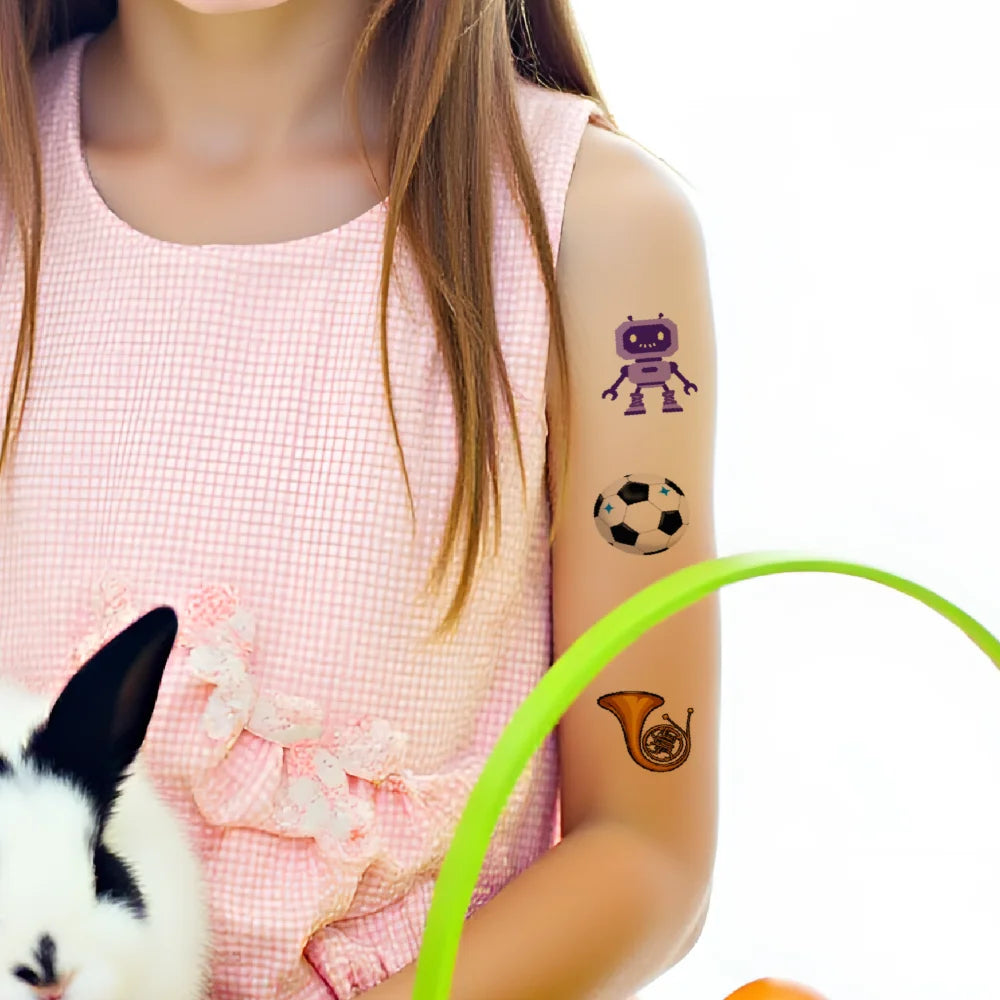 54-Piece Kids Temporary Tattoo Stickers – Cartoon Fun Designs