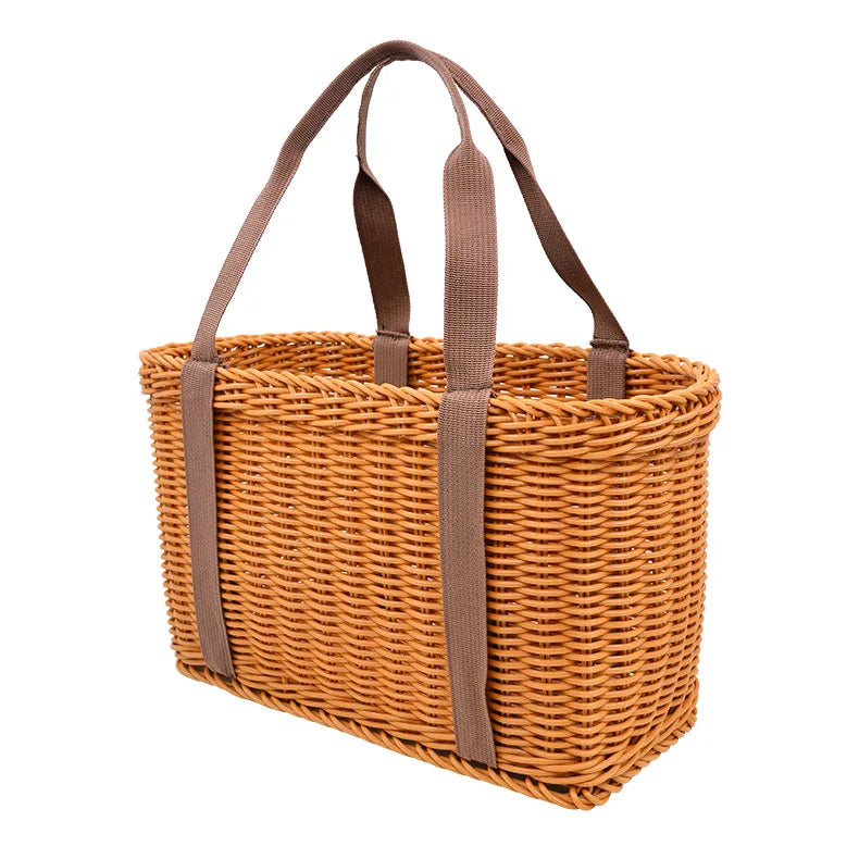 Large Handwoven Storage Basket with Lid, Foldable Woven Basket for Shopping, Picnic & Outdoor Use, Home Organization Oasis Select