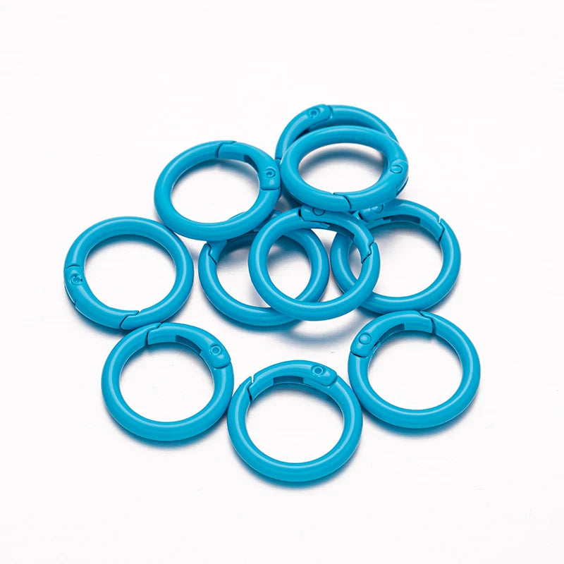 5pcs 20/25/28/33mm Metal O Ring Spring Clasps Round Carabiner Keychain Bag Clips Hook Buckles Connector For DIY Jewelry Making Oasis Select Sky Blue Outer Size 25mm