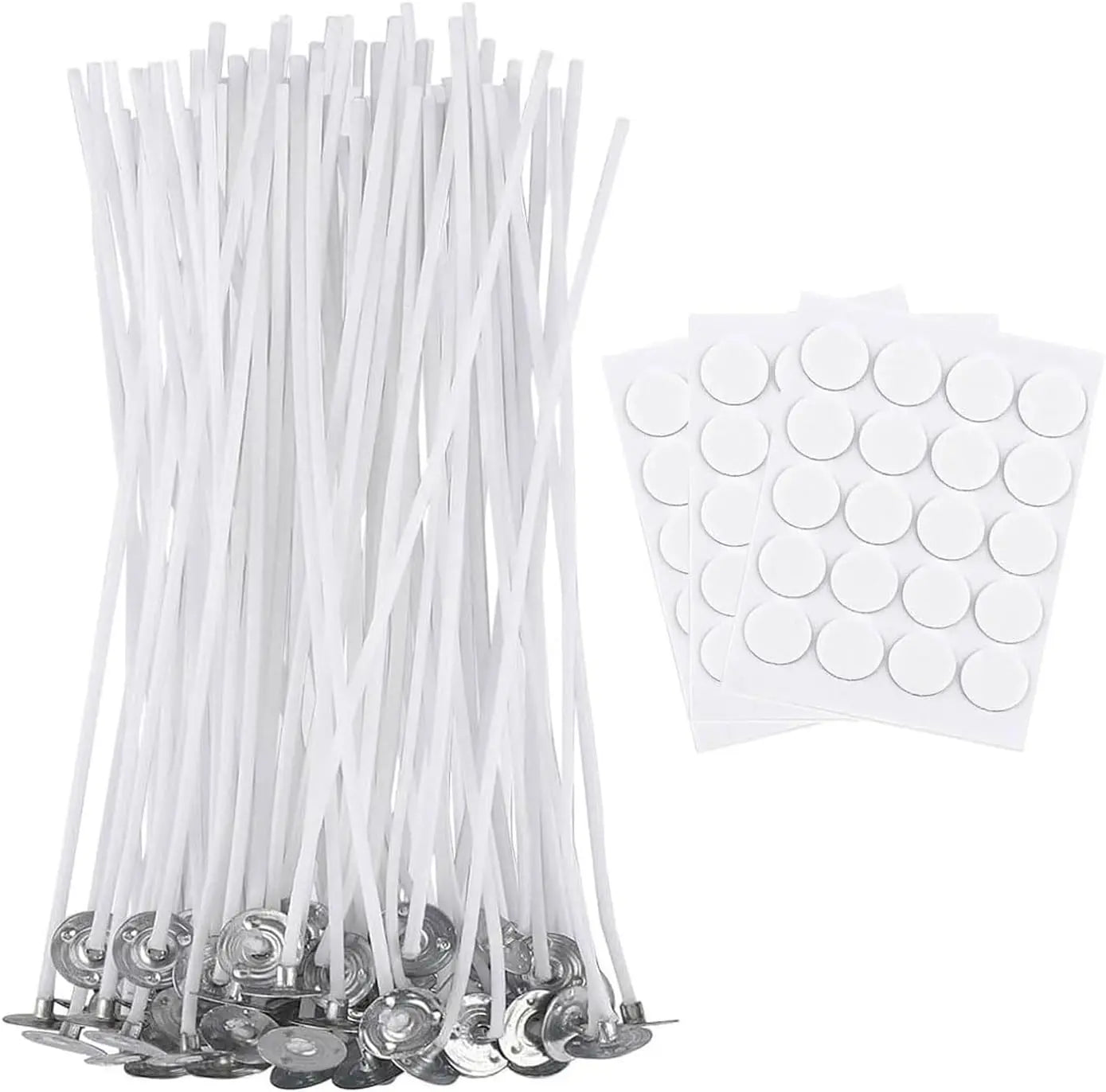 Candle Wicks for Making Candles, 50 Pcs 15cm Candle Wick with 60 Pcs Candle Wick Stickers for Making DIY Candles Oasis Select