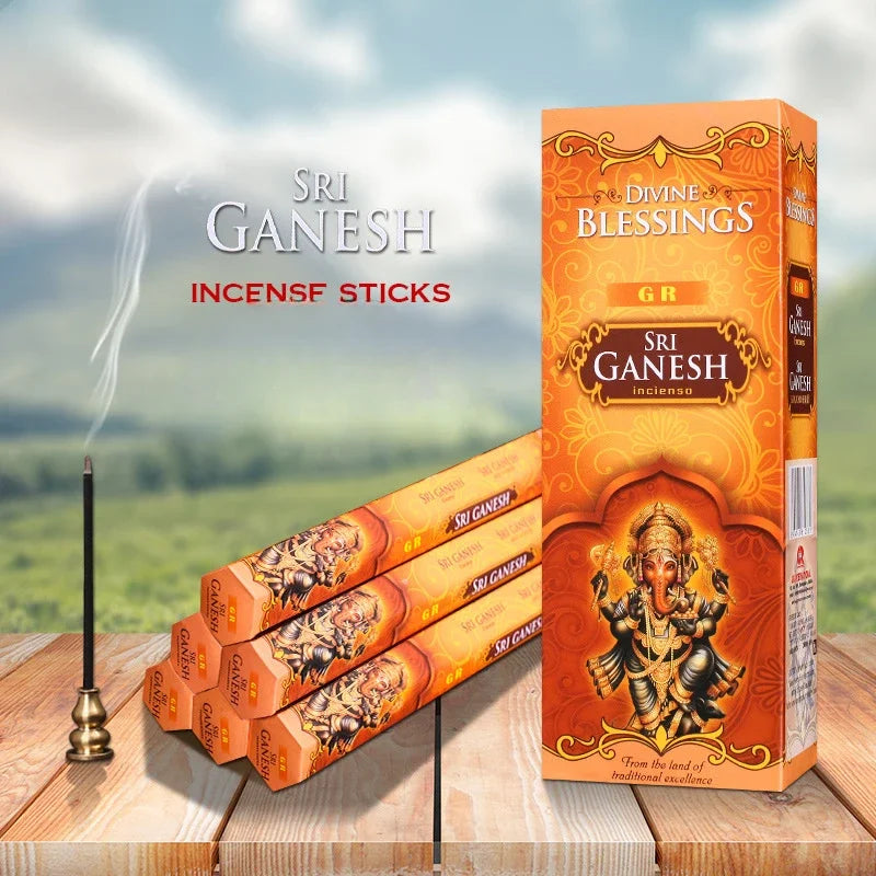 Fragrance 6 Boxes White Sage Lavender Incense Sticks Palo Santo Scents for Home Sandalwood Indian Incense Jasmine Home Fragrance Oasis Select Sri Ganesh