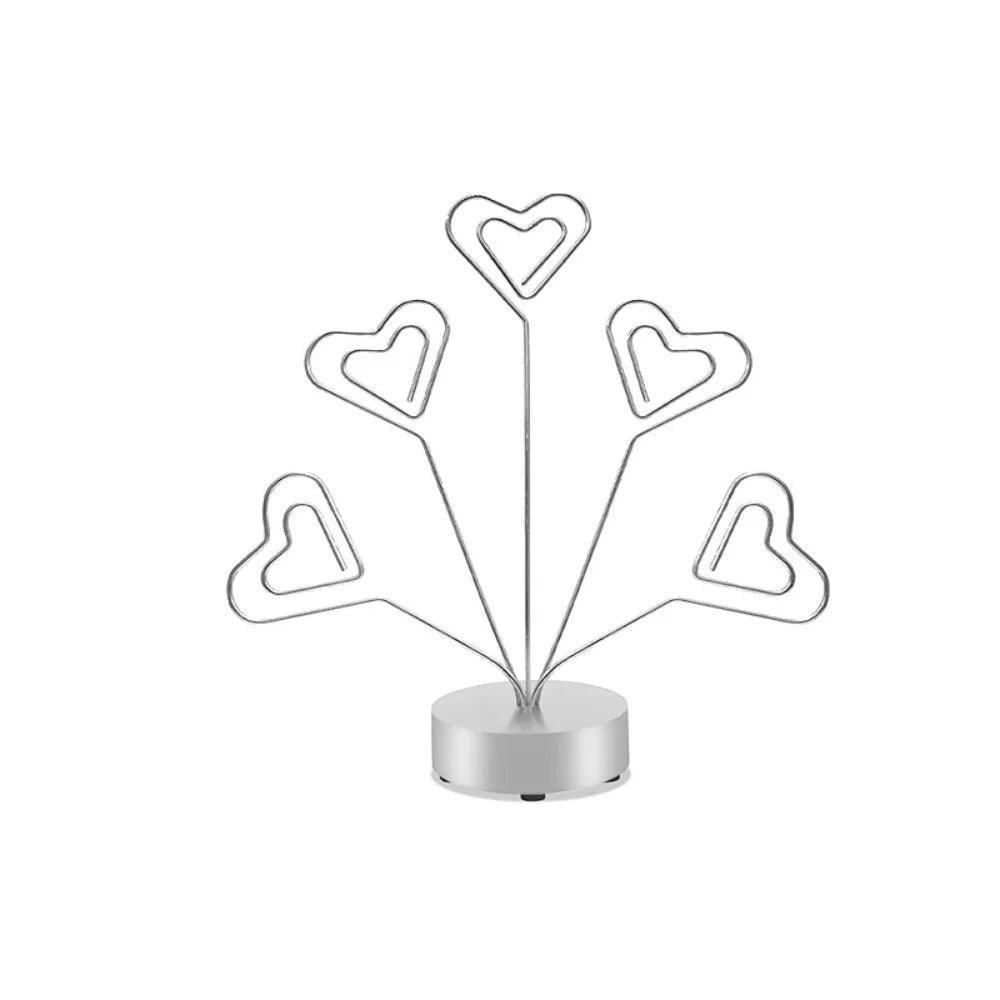Multifunctional Creative Note Clips Stable Heart/Round Business Card Holder Portable Vertical Desktop Card Clamp Party Supplies Oasis Select Silver Heart