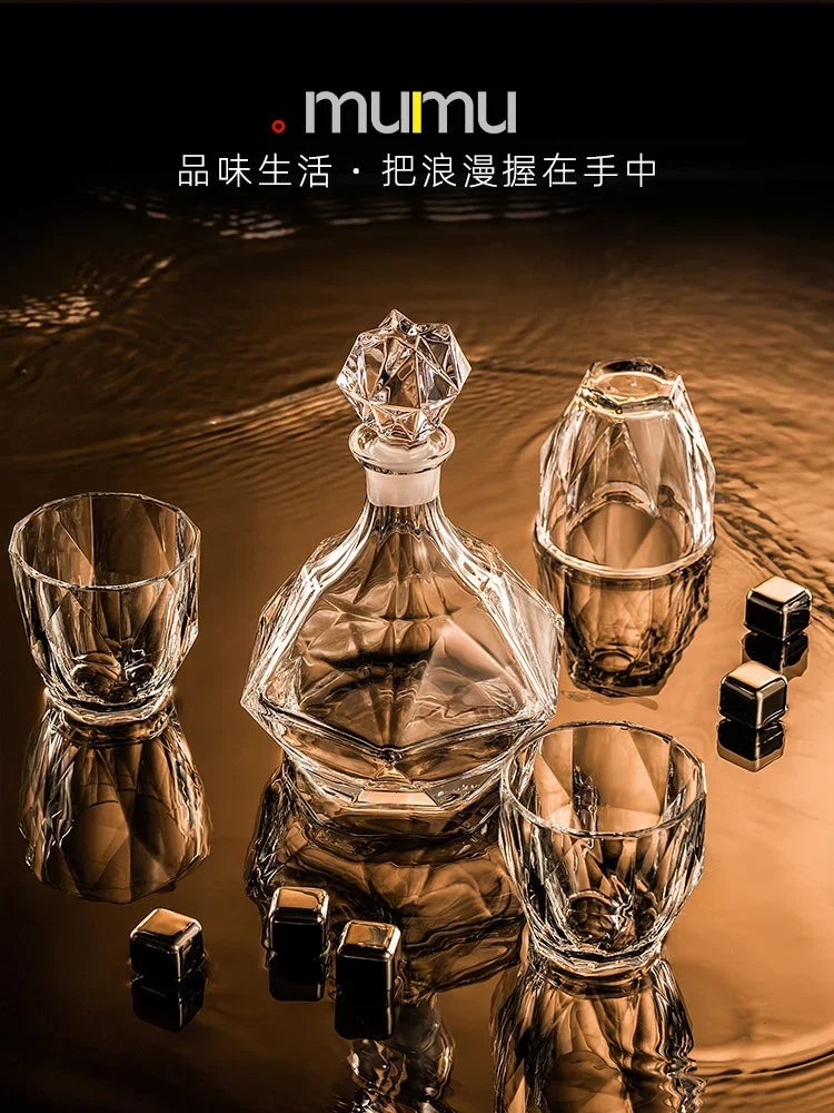 European thickened whiskey glass set large foreign wine glass crystal glass wine bottle creative wine set Oasis Select
