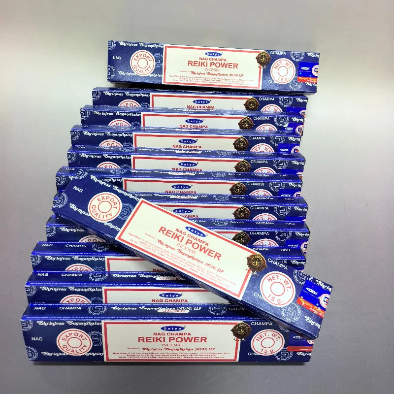 Reiki Power Incense Sticks India Satya Incenses Home Fragrance Sandalwood NAG Champa Flavors Household 6/12box Line Aromatherapy Oasis Select