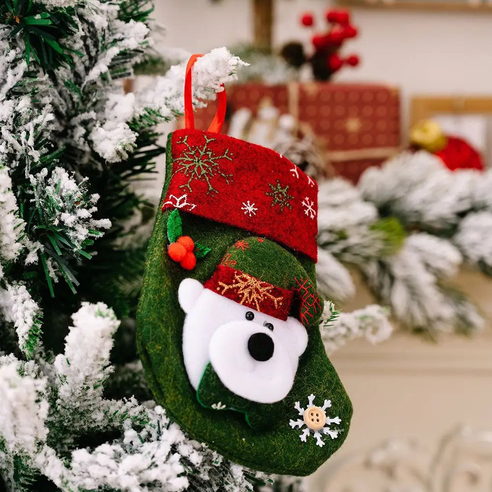 Parts Christmas Stocking Accessory Ornament Santa Snowman Socks Xmas Tree Bag Fabric Hanging Mini High Quality Oasis Select Bear China Mainland Fabric