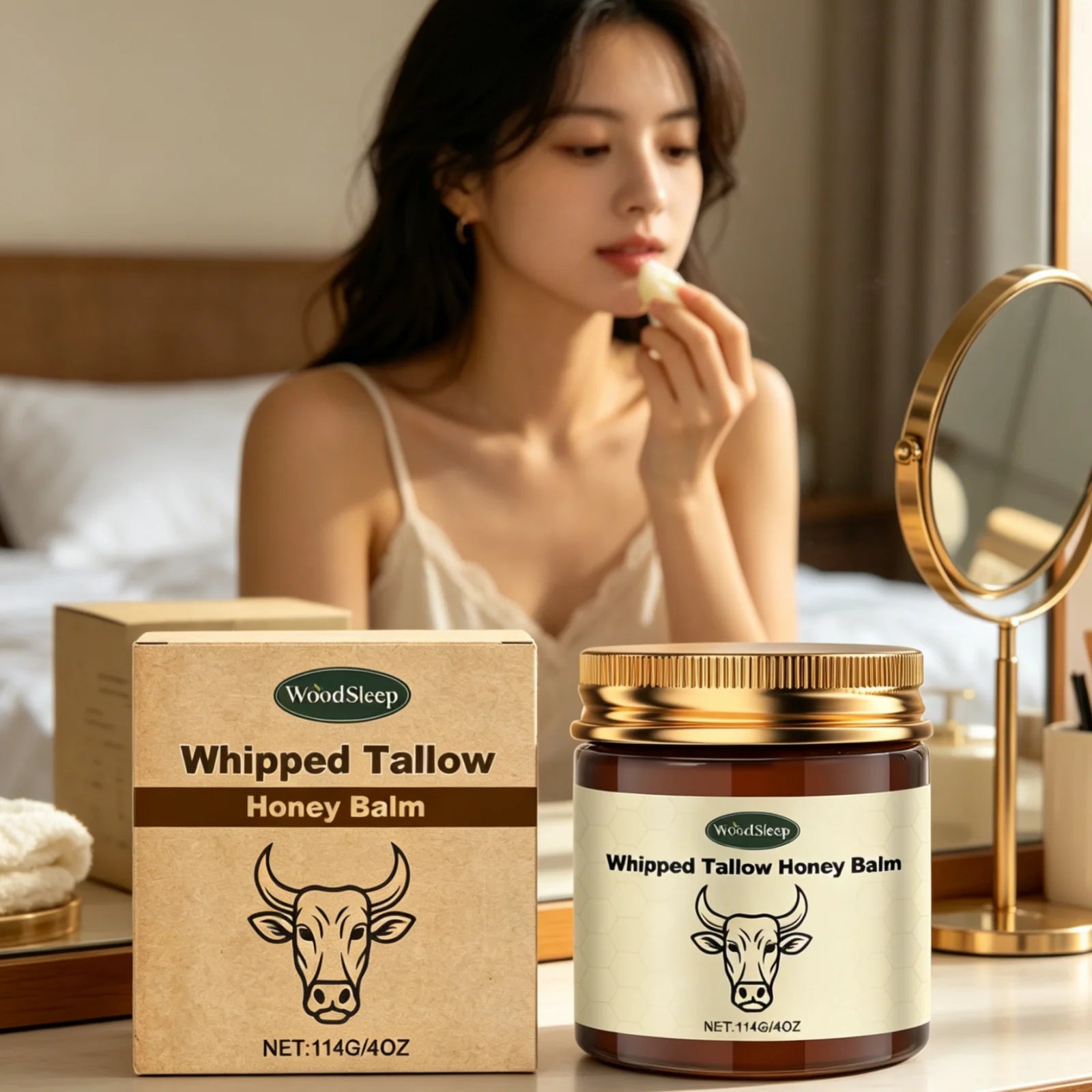 WoodSleep Whipped Tallow Honey Balm – Deep Skin Moisturizer Whipped Tallow Balm Oasis Select