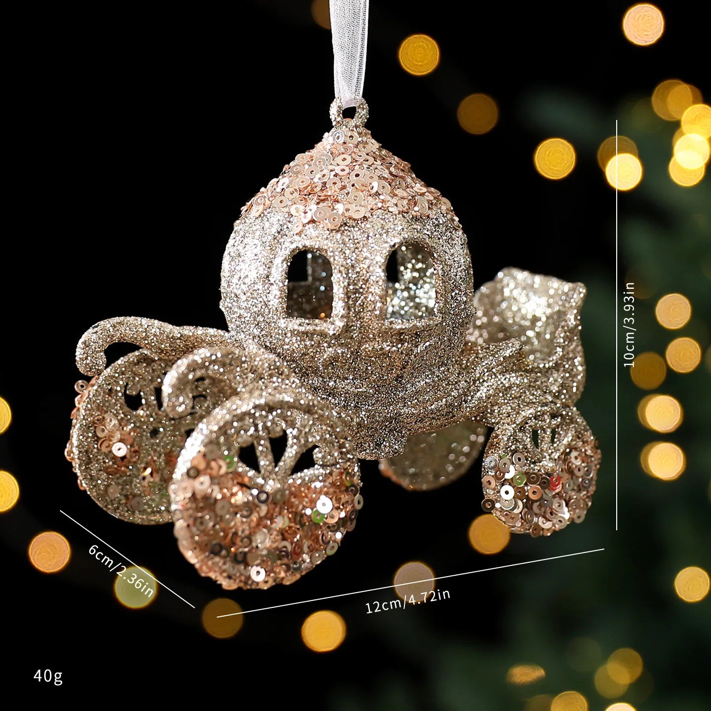 Christmas Sequins Ornament Elegant Snowflake Hanging Decor Dragonflies Tree Decoration Lightweight Champagne Gold Ornament Oasis Select Style 6