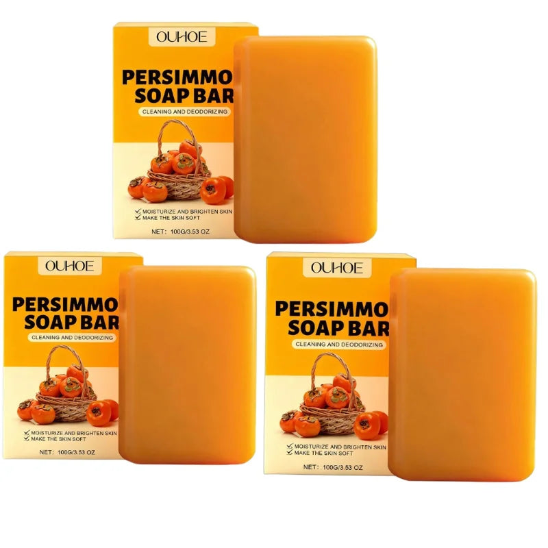 Persimmon Fruity Aroma Honey Bath Soap Bar,Reduce Mature Skin Elderly Odor,Face Body Gentle Cleansing Refreshing Moisturizing Oasis Select Persimmon soap 3pcs