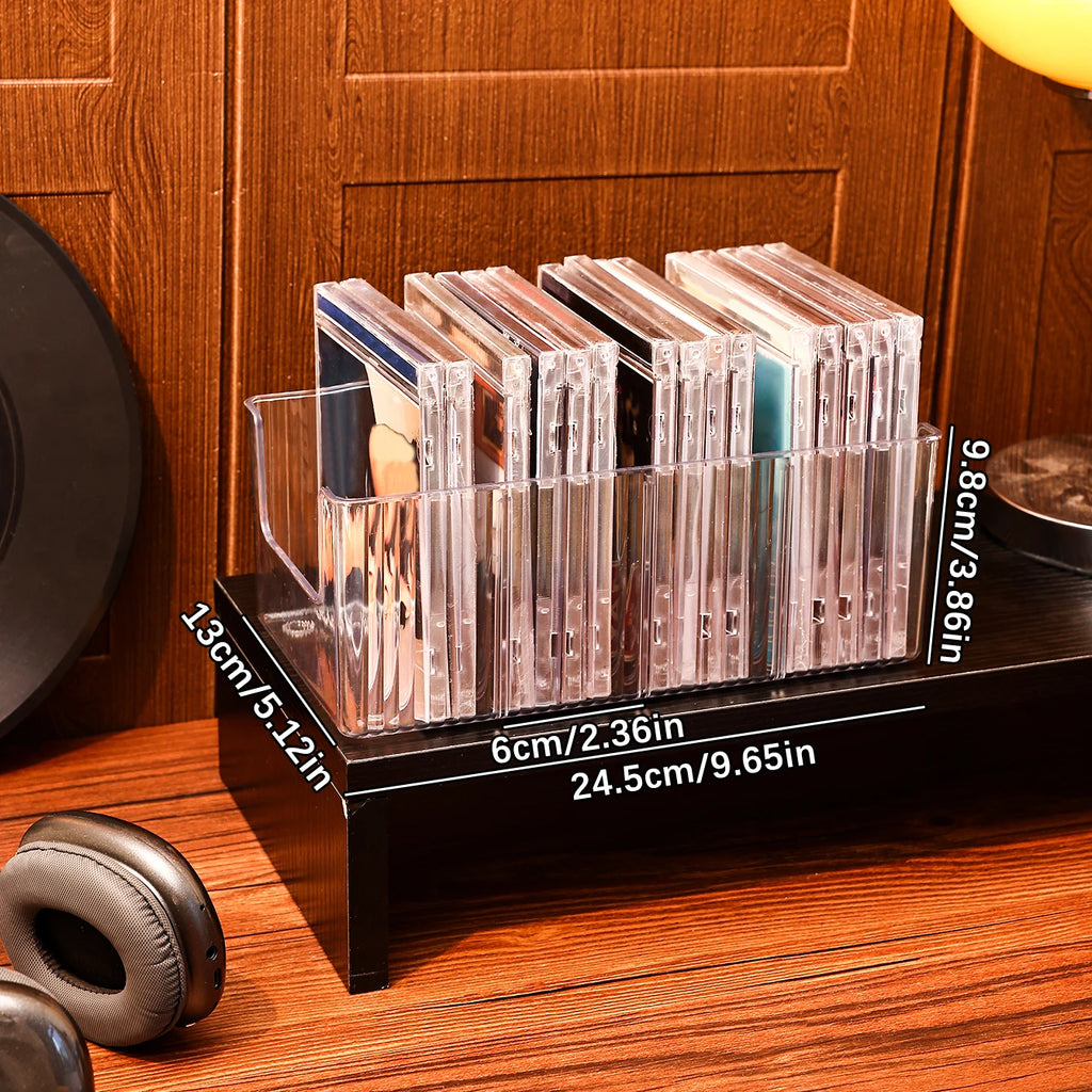 1pc rectangular CD storage box dustproof DVD sorting rack large capacity CD storage rack desktop audio video disc storage box Oasis Select Transparent -4 grids