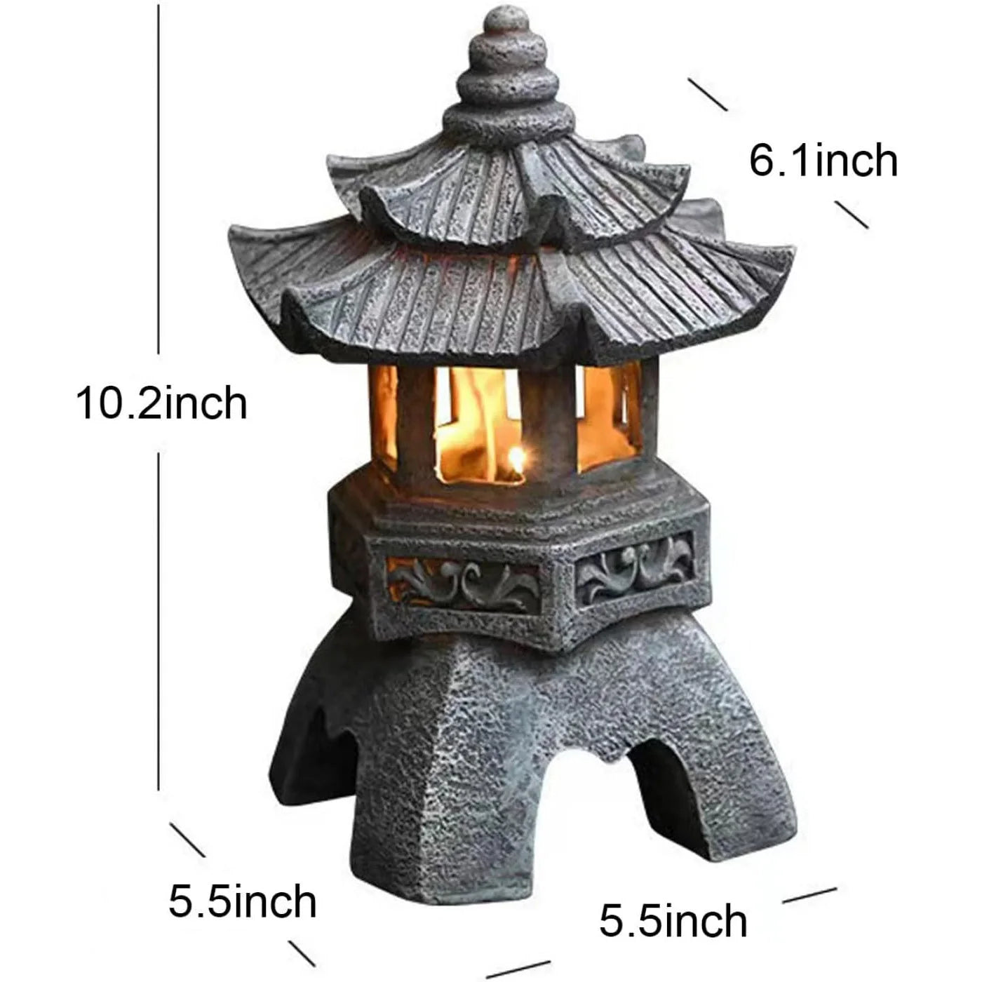 Solar Powered Japanese Pagoda Lantern Waterproof Outdoor Garden Decor Light Automatic Luminescence Zen Style Yard Pathway Lamp Oasis Select
