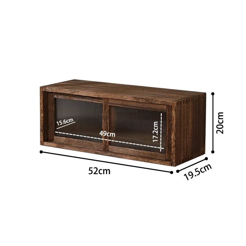 Desktop solid wood storage box, cup storage cabinet, tea set and water cup shelf, glass tableware storage, dust-proof cabinet Oasis Select single layer