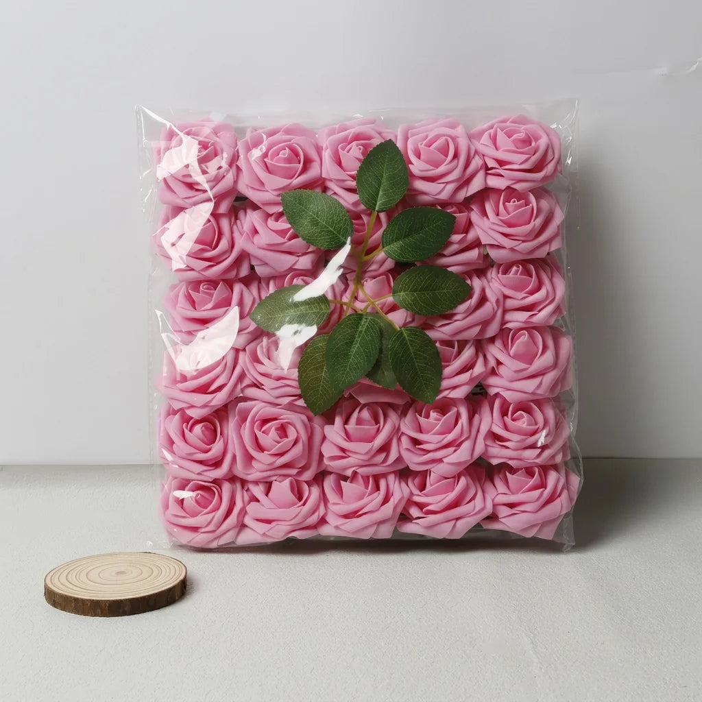 30 Pieces Artificial PE Foam Roses Fake Rose Flowers for DIY Bridal Bouquet Wedding Valentine's Day Party Decoration Oasis Select Dark Pink-30pcs