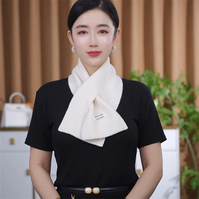 Women's Winter Knit Crossover Scarf – Warm Neck Collar